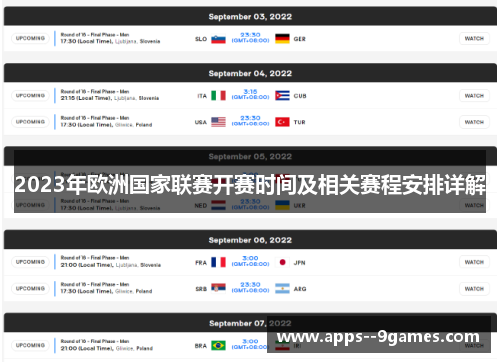 2023年欧洲国家联赛开赛时间及相关赛程安排详解